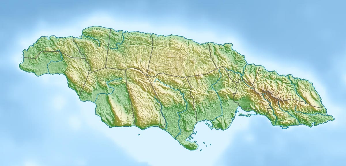 Kabartma Jamaika haritası 