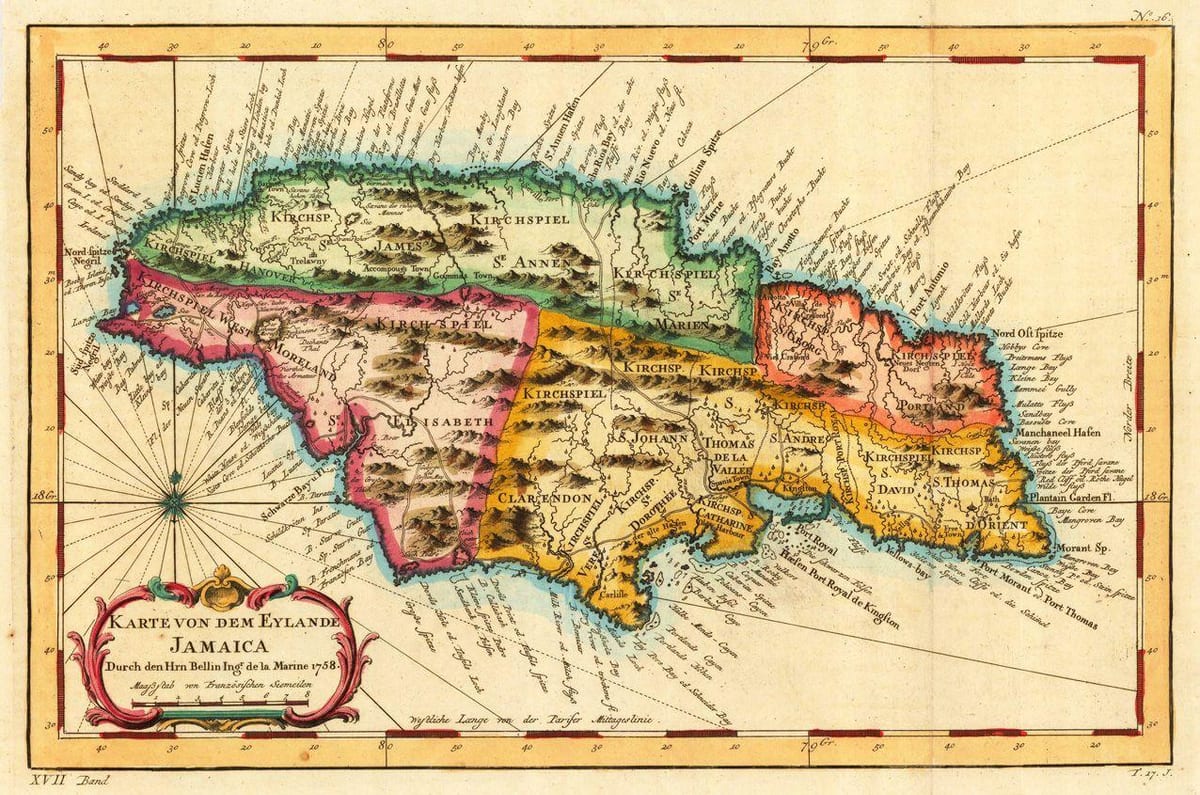Vintage Jamaika haritası 