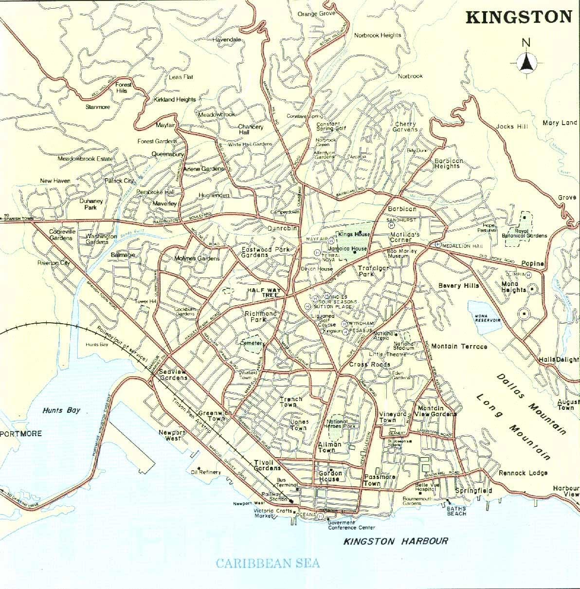 Kingston, jamaica mahalleleri haritası