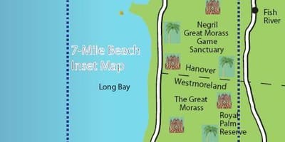 Negril Jamaika haritası 7 mile beach